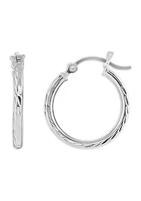 Sterling Silver Diamond Cut 20 Millimeter Click Top Hoop Earrings