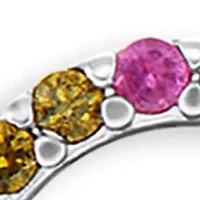 Sterling Silver Multi Color Cubic Zirconia Circle Stud Earrings