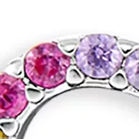 Sterling Silver Multi Color Cubic Zirconia Open Heart Stud Earrings
