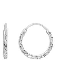 Sterling Silver Texture Endless Large Hoop Earrings