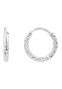 Sterling Silver Diamond Cut Texture Endless Hoop Earrings