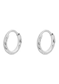 Sterling Silver Diamond Cut Texture Endless Hoop Earrings