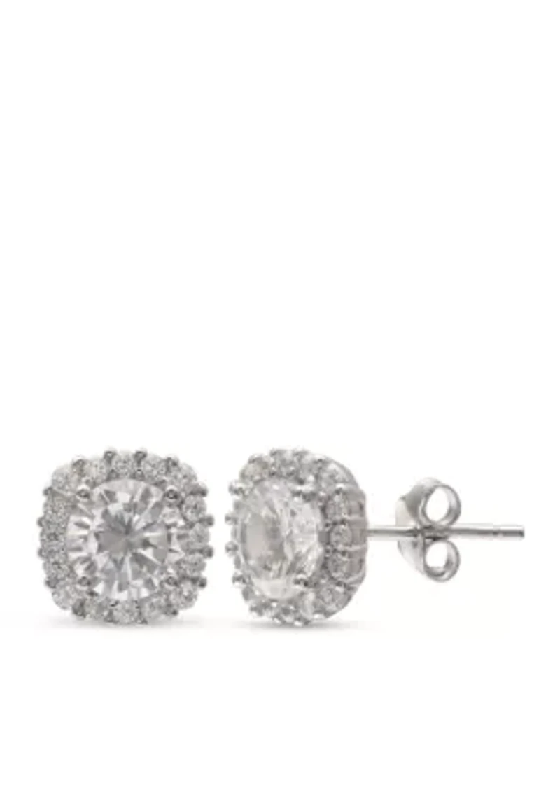 Pavé Cubic Zirconia Stud Earrings