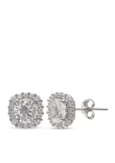 Pavé Cubic Zirconia Stud Earrings