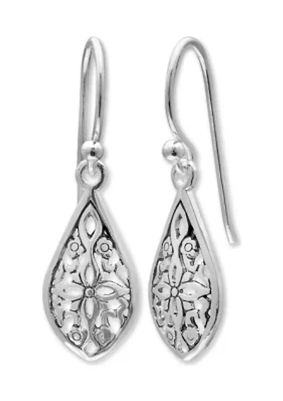 17 Millimeter Filigree Teardrop Earrings in Sterling Silver