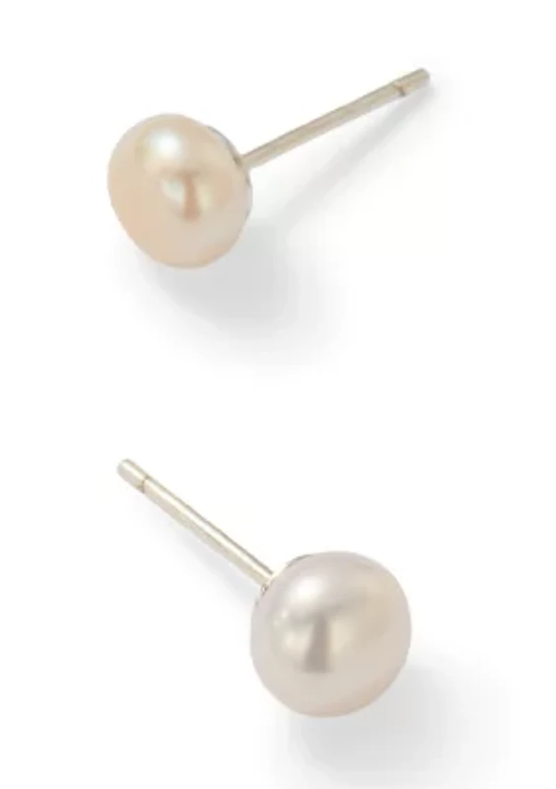 Small White Freshwater Pearl Stud Earrings 