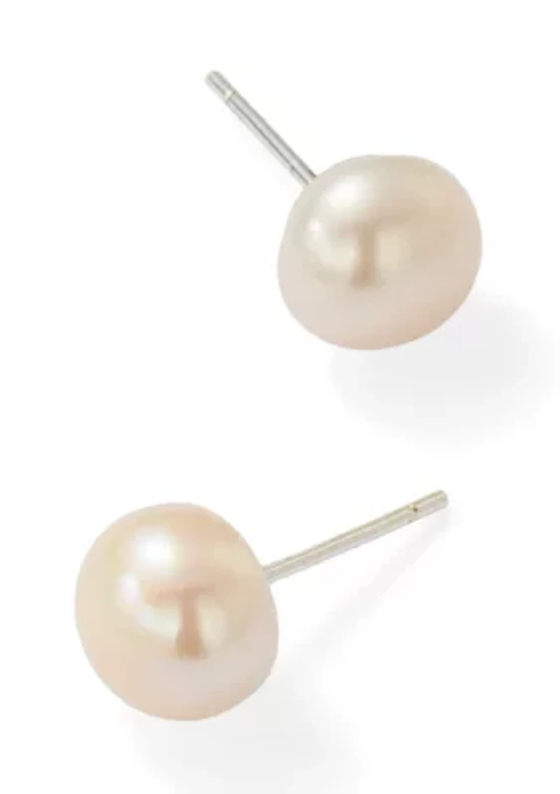  Freshwater Pearl Sterling Silver Stud Earrings 