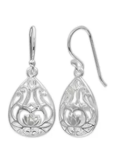 Filigree Teardrop Earrings in Sterling Silver