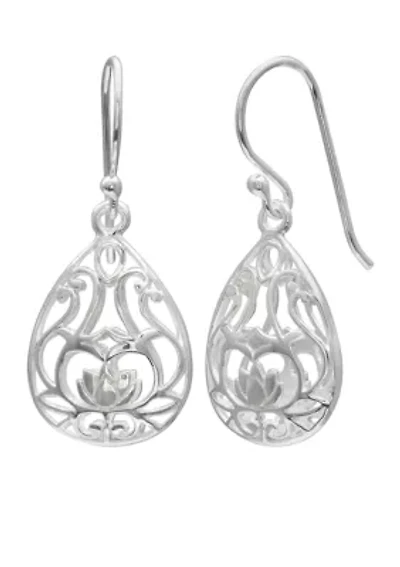 Sterling Silver Filigree Tear Drop Earrings