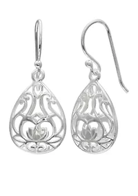 Sterling Silver Filigree Tear Drop Earrings