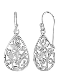 Cubic Zirconia Filigree Drop Earrings