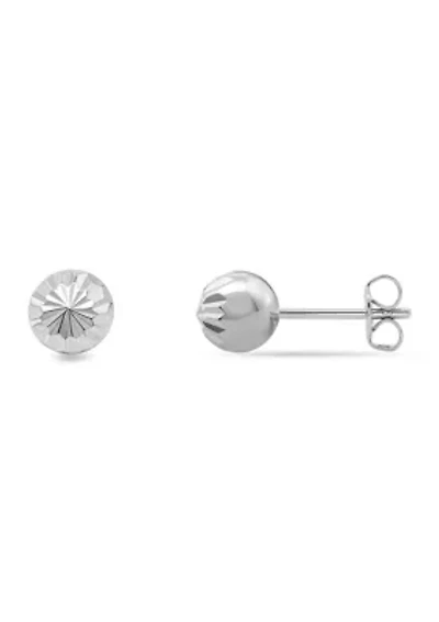Sterling Silver Diamond Cut Ball Stud Earrings