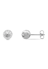 Sterling Silver Diamond Cut Ball Stud Earrings