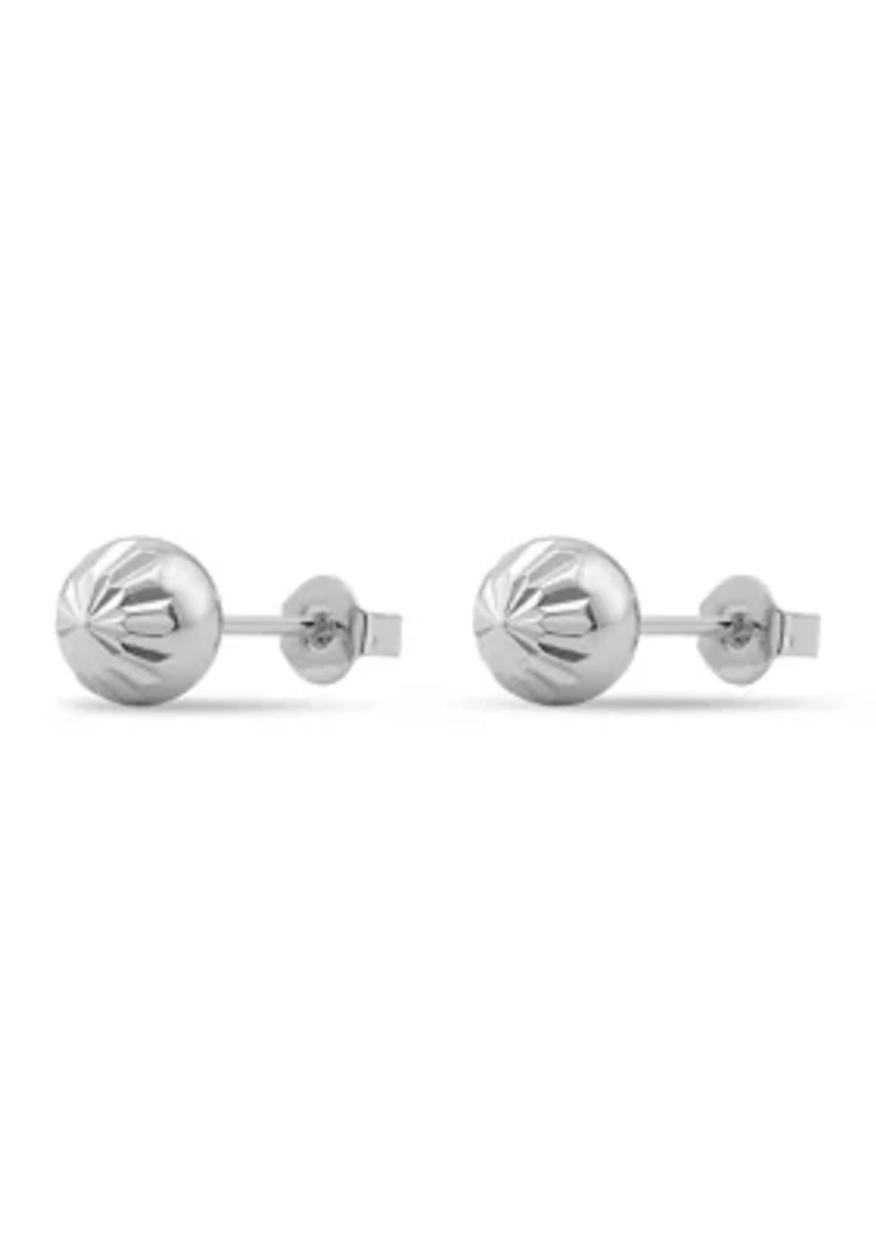 Sterling Silver Diamond Cut Ball Stud Earrings