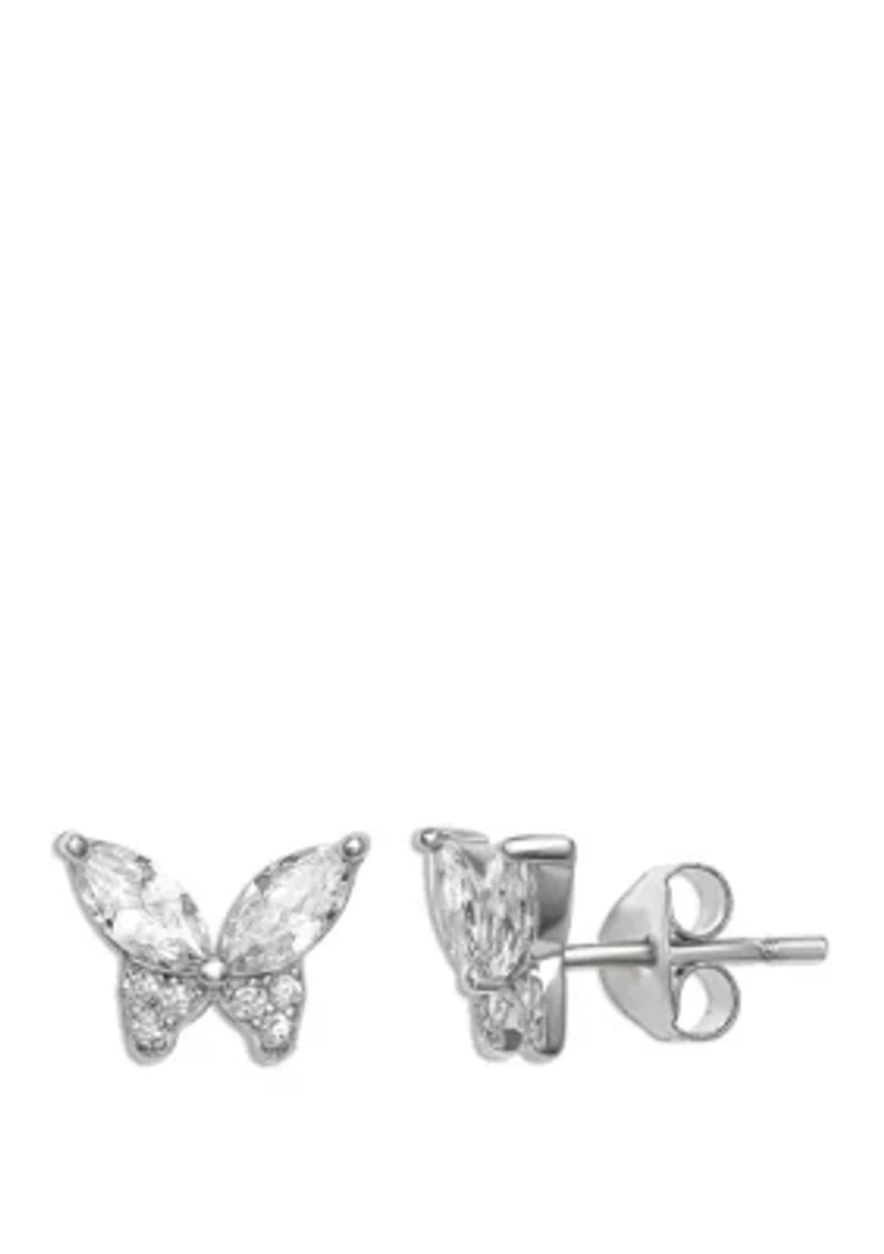 Cubic Zirconium Marquise Butterfly Stud Earrings