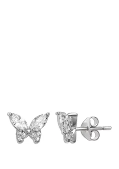 Cubic Zirconium Marquise Butterfly Stud Earrings