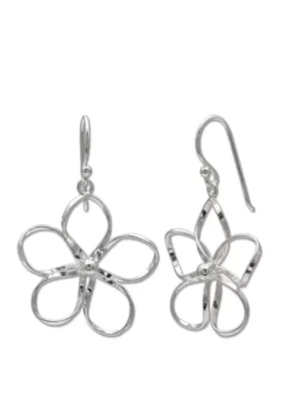 Wire Flower with Bead Center Earrings
