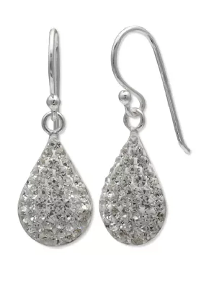 10 mm x 15 mm Clear Pavé Crystal Teardrop Earrings