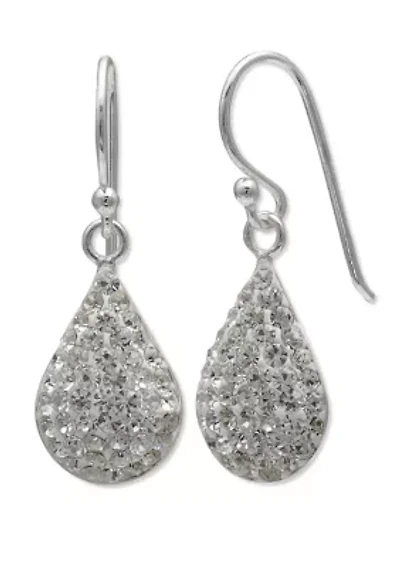 10 mm x 15 mm Clear Pavé Crystal Teardrop Earrings