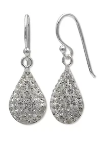 10 mm x 15 mm Clear Pavé Crystal Teardrop Earrings