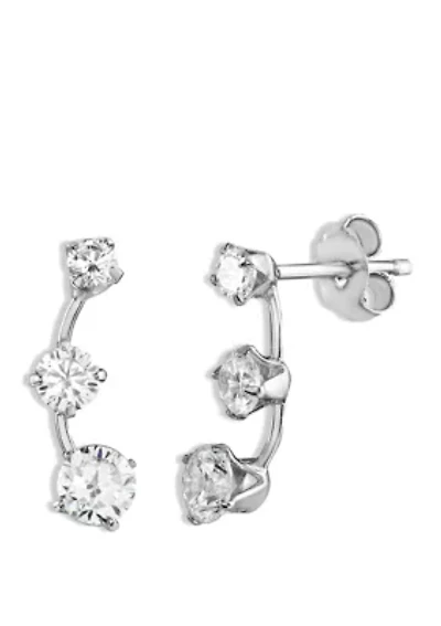 Cubic Zirconia Curved Post Earrings