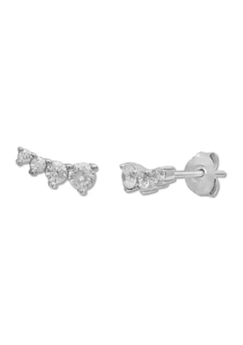 3/8 ct. t.w. Cubic Zirconia Curved Stud Earrings in Sterling Silver