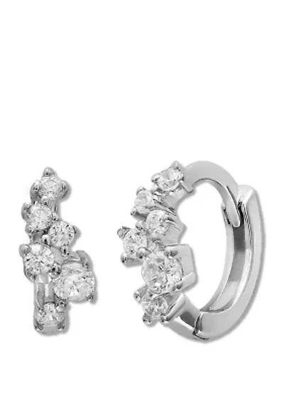 12 Millimeter Cubic Zirconia Cluster Hoop Earrings 