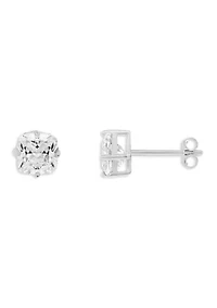 Sterling Silver Cubic Zirconia Cushion Studs