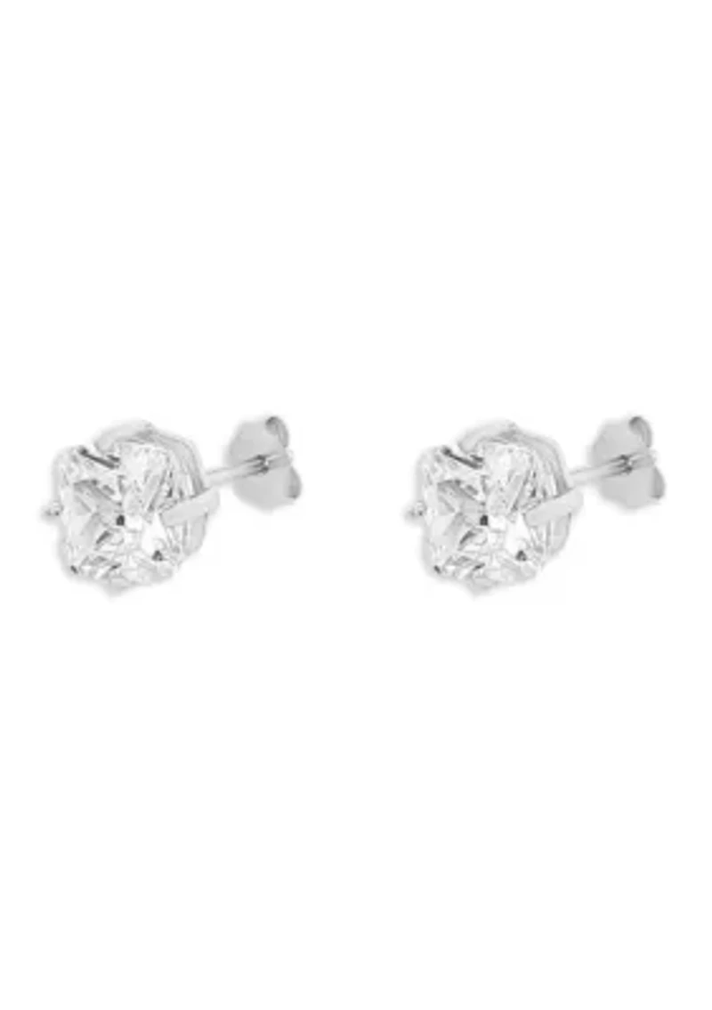 Sterling Silver Cubic Zirconia Cushion Studs