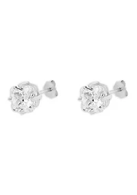 Sterling Silver Cubic Zirconia Cushion Studs