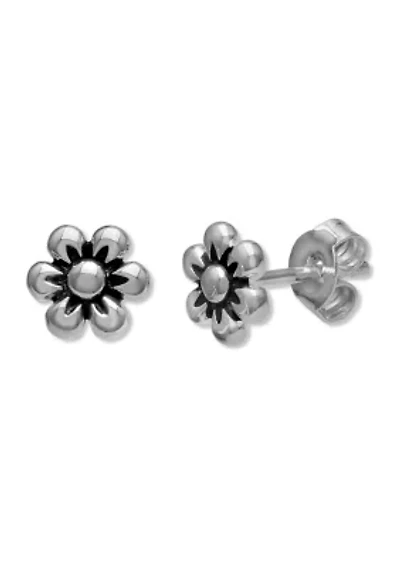 Oxidized Flower Stud Earrings 