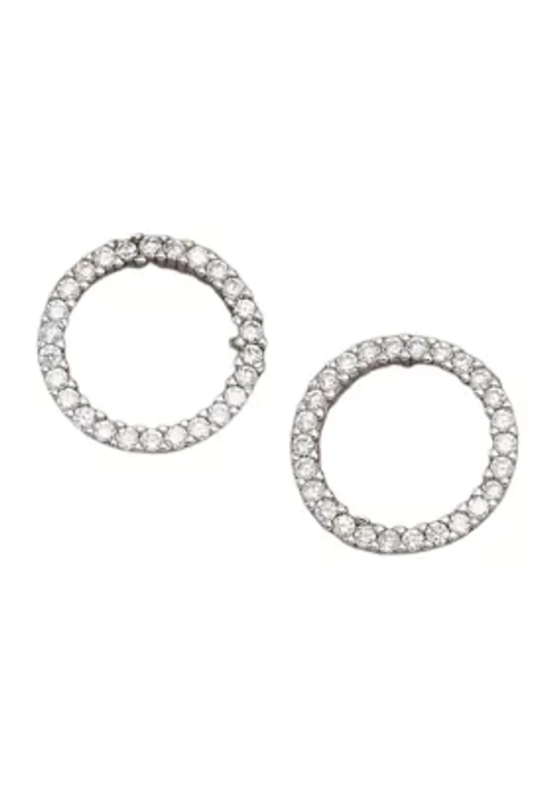 Polished Cubic Zirconia Open Circle Stud Earrings