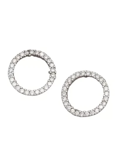 Polished Cubic Zirconia Open Circle Stud Earrings 