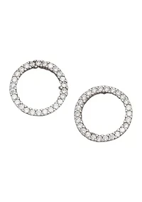 Polished Cubic Zirconia Open Circle Stud Earrings 