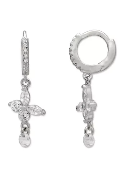 1/2 ct. t.w. Cubic Zirconia Hoop Drop Earrings in Sterling Silver