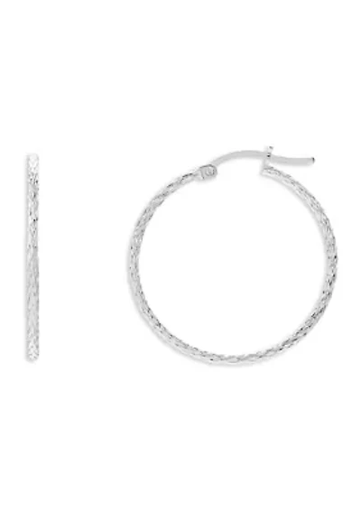 Sterling Silver 40 Millimeter Diamond Cut Hoop Earrings