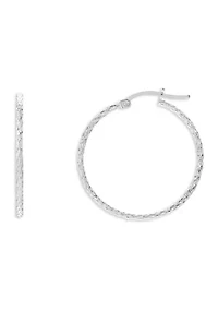 Sterling Silver 40 Millimeter Diamond Cut Hoop Earrings