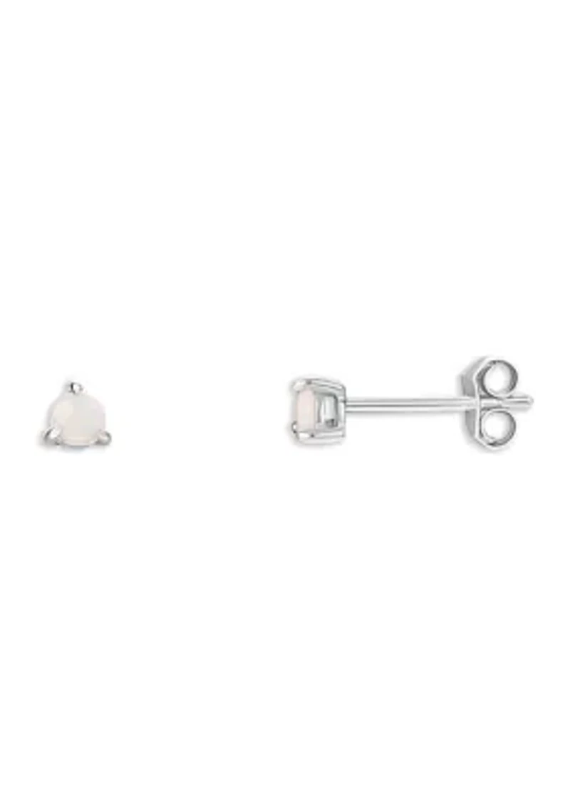 Sterling Silver 3 Millimeter Round Opal Stud Earrings