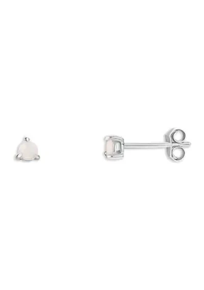 Sterling Silver 3 Millimeter Round Opal Stud Earrings