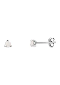Sterling Silver 3 Millimeter Round Opal Stud Earrings