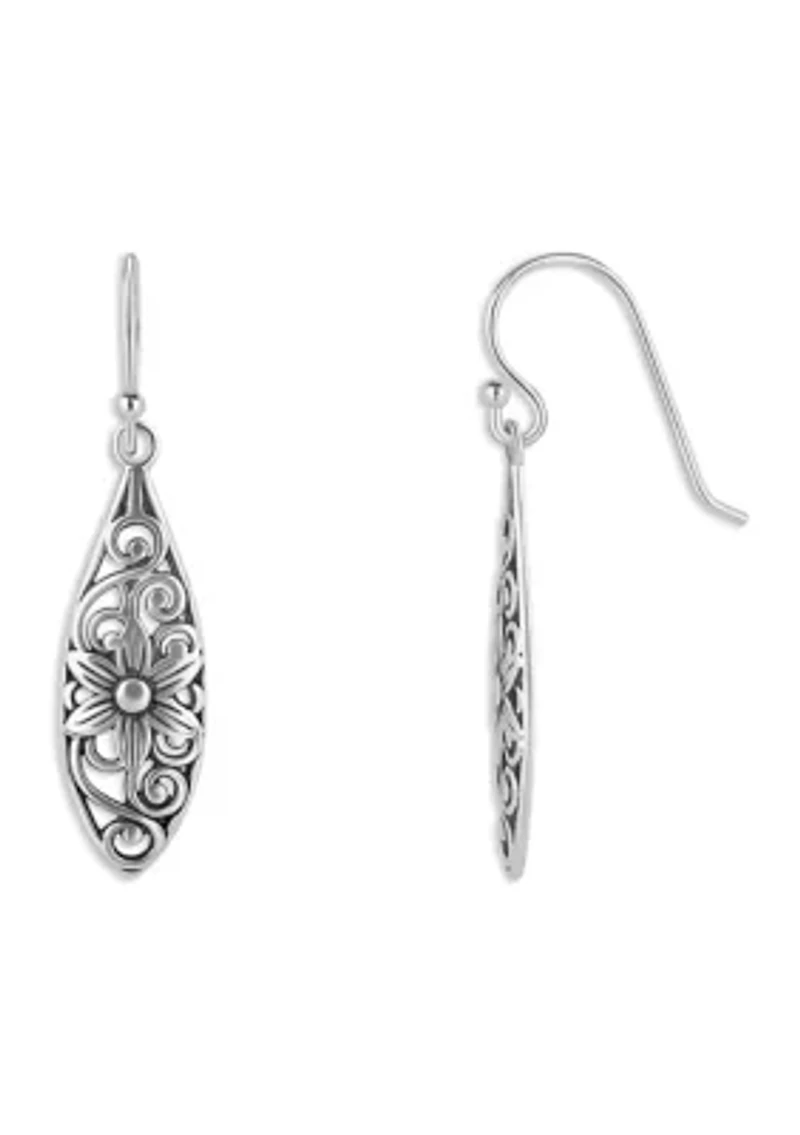 Sterling Silver Oxidized Filigree Drop Earrings