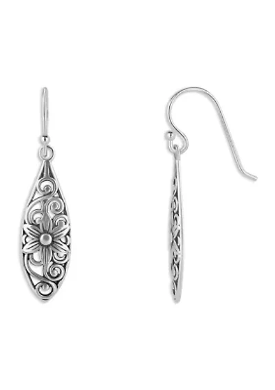 Sterling Silver Oxidized Filigree Drop Earrings