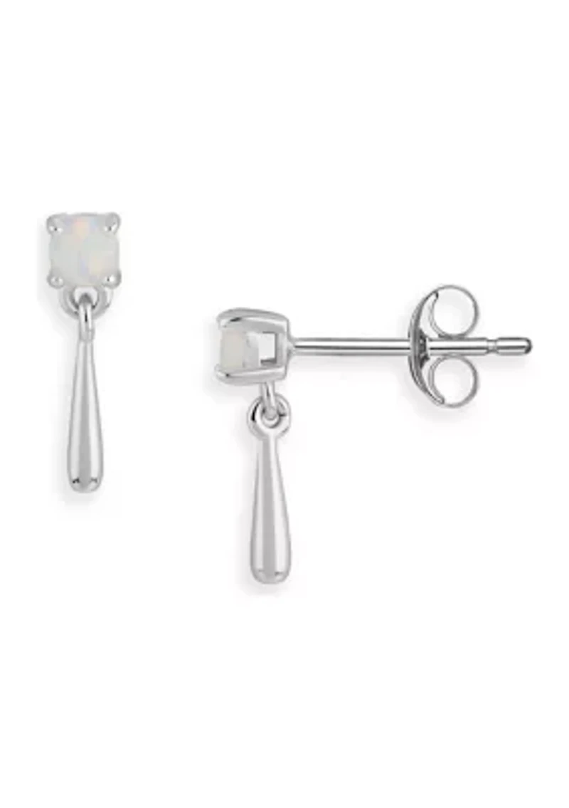 Sterling Silver White Opal Stud & Stick Drop Earrings