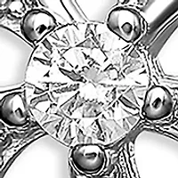 Sterling Silver Cubic Zirconia Open Flower Stud Earrings