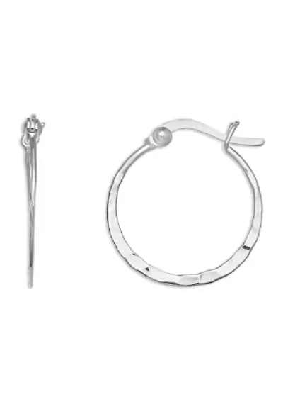 Sterling Silver Hammered Graduated Hoop Earrings