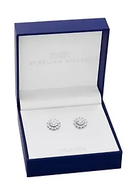 Round Flower Stone Stud Earrings