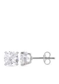 Simply Sterling 7 Millimeter Round Cubic Zirconia Stud Earrings 