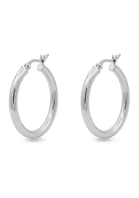 Sterling Silver Polished Oval Hoop Earrings