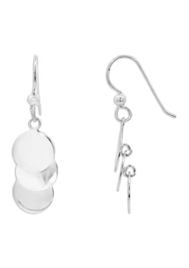 Multi Round Discs Drop Earrings in Sterling Silver