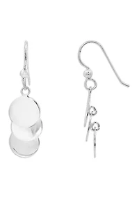 Multi Round Discs Drop Earrings in Sterling Silver 